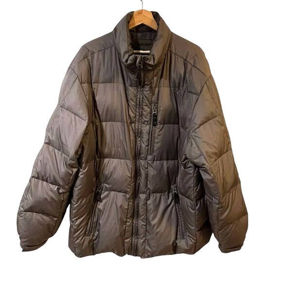 Brandon Thomas Men’s  Goose Down Puffer Hooded Jacket Grey L Gorpcore Outdoors - Picture 1 of 9
